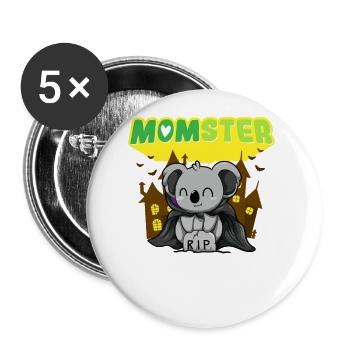 Momster Monster Mom Scary Halloween Mommy Costume - Buttons groß 56 mm (5er Pack) - Weiß - Vorne