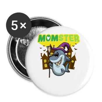 Momster Monster Mom Scary Halloween Mommy Costume - Buttons groß 56 mm (5er Pack) - Weiß - Vorne