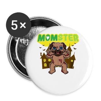 Momster Monster Mom Scary Halloween Mommy Costume - Buttons groß 56 mm (5er Pack) - Weiß - Vorne