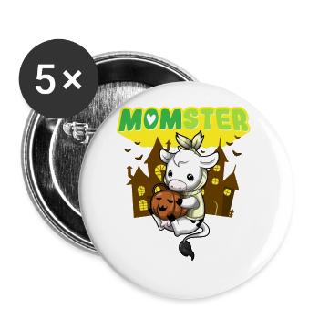 Momster Monster Mom Scary Halloween Mommy Costume - Buttons groß 56 mm (5er Pack) - Weiß - Vorne