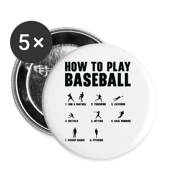 How To Play Baseball Step by Step Player Design - Buttons large 2.2''/56 mm (5-pack) - white - Front
