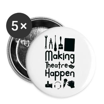 Theater Schauspiel Schauspieltechnik Crew - Buttons groß 56 mm (5er Pack) - Weiß - Vorne