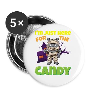 I'm Just Here For The Candy Scary Halloween Beast - Buttons large 2.2''/56 mm (5-pack) - white - Front