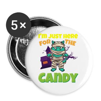 Je suis juste ici pour la bête d’Halloween effrayante de bonbons - Lot de 5 grands badges (56 mm) - blanc - Devant