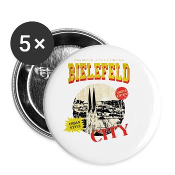 Bielefeld Allemagne City Skyline Vintage Rétro - Lot de 5 grands badges (56 mm) - blanc - Devant