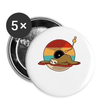 Musique Vinyle LP Collection Mignon Sleeping Sloth - Lot de 5 grands badges (56 mm) - blanc - Devant