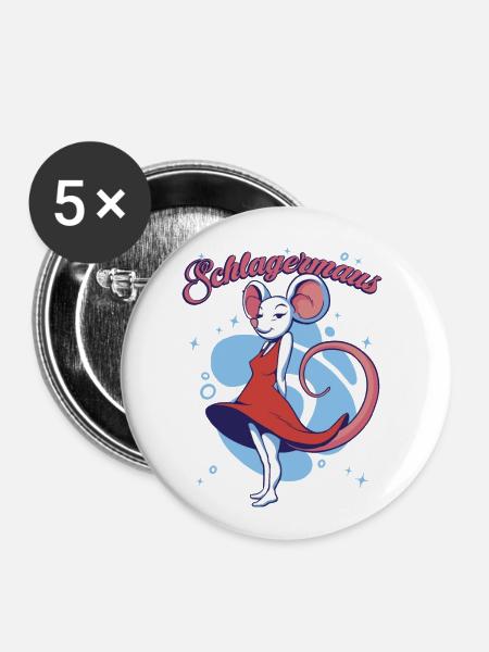Schlagerparty Kostüm Schlager Schlagerabend - Buttons groß 56 mm (5er Pack) - Weiß