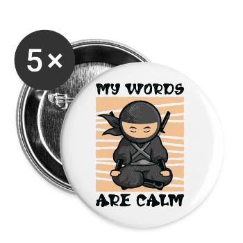 Serenity Ninja Fan Calm Yoga Lover Peaceful - Buttons large 2.2''/56 mm (5-pack) - white - Front