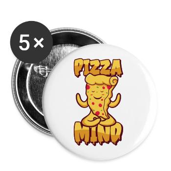 Serenity Pizza Meditation Yoga Pizza Lover Yoga - Buttons large 2.2''/56 mm (5-pack) - white - Front