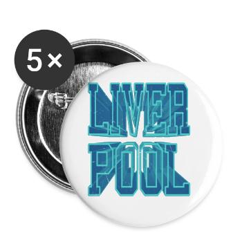 Liverpool England UK City 3D Font Skyline - Buttons large 2.2''/56 mm (5-pack) - white - Front