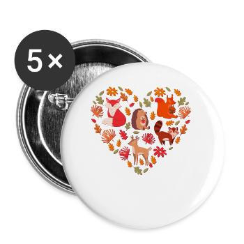 Nature Lover Wildlife Forest Animals Jungle - Buttons large 2.2''/56 mm (5-pack) - white - Front