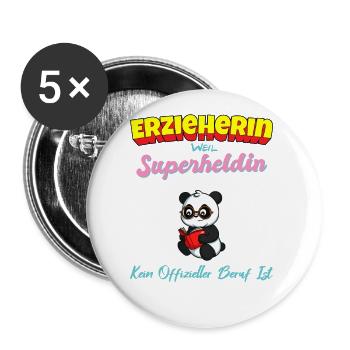 Erzieherin Weil Superheldin Kein Beruf Ist Kita - Buttons groß 56 mm (5er Pack) - Weiß - Vorne