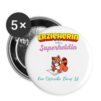 Erzieherin Weil Superheldin Kein Beruf Ist Kita - Buttons groß 56 mm (5er Pack) - Weiß - Vorne