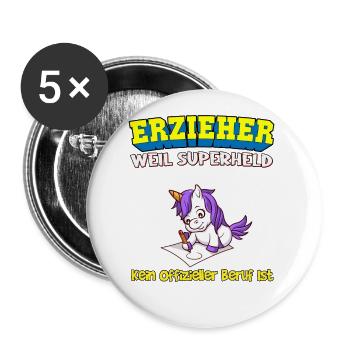 Erzieher Weil Superheld Kein Offizieller Beruf Ist - Buttons groß 56 mm (5er Pack) - Weiß - Vorne