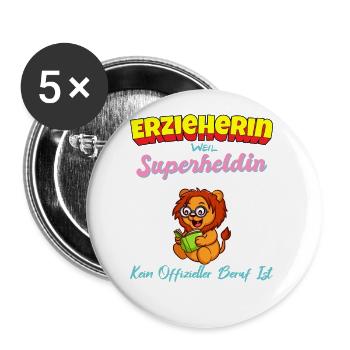 Erzieherin Weil Superheldin Kein Beruf Ist Kita - Buttons groß 56 mm (5er Pack) - Weiß - Vorne