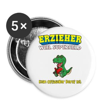Erzieher Weil Superheld Kein Offizieller Beruf Ist - Buttons groß 56 mm (5er Pack) - Weiß - Vorne