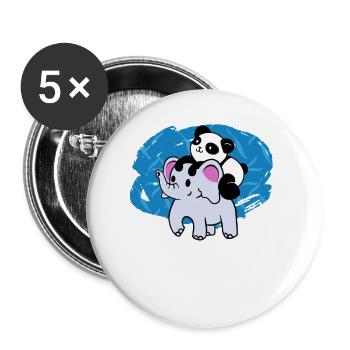 Die liebenswerte Freundschaft von Panda und - Buttons groß 56 mm (5er Pack) - Weiß - Vorne