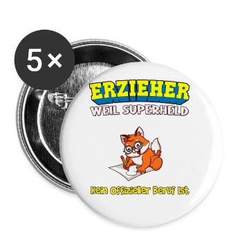 Erzieher Weil Superheld Kein Offizieller Beruf Ist - Buttons groß 56 mm (5er Pack) - Weiß - Vorne