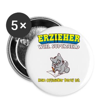 Erzieher Weil Superheld Kein Offizieller Beruf Ist - Buttons groß 56 mm (5er Pack) - Weiß - Vorne