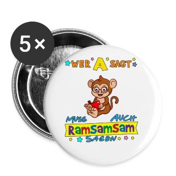 Wer A Sagt Muss Auch Ramsamsam Sagen Kita Erzieher - Buttons groß 56 mm (5er Pack) - Weiß - Vorne