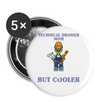Technical Drawer Mom Like A Regualr Mom But Cooler - Buttons large 2.2''/56 mm (5-pack) - white - Front