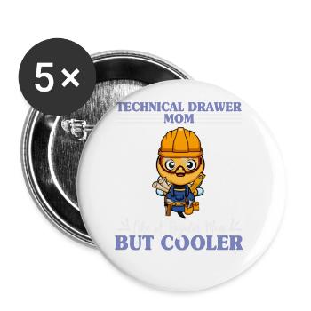 Technical Drawer Mom Like A Regualr Mom But Cooler - Buttons large 2.2''/56 mm (5-pack) - white - Front
