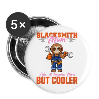 Blacksmith Mom Like A Regualr Mom But Cooler - Buttons groß 56 mm (5er Pack) - Weiß - Vorne