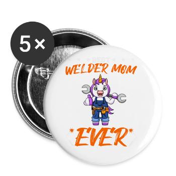 Best Welder Mom Ever Metal Work Crafts Mother - Buttons groß 56 mm (5er Pack) - Weiß - Vorne
