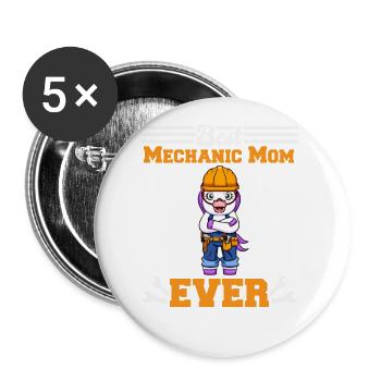 Best Mechanic Mom Ever Technician Mothers Day Gift - Buttons groß 56 mm (5er Pack) - Weiß - Vorne