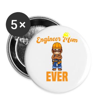 Best Engineer Mom Ever Construction Worker Mommy - Buttons large 2.2''/56 mm (5-pack) - white - Front