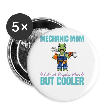Mechanic Mom Like A Regualr Mom But Cooler - Buttons groß 56 mm (5er Pack) - Weiß - Vorne