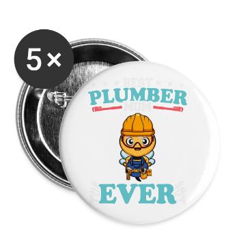 Best Plumber Mom Ever Plumbing Technician Crafts - Buttons groß 56 mm (5er Pack) - Weiß - Vorne