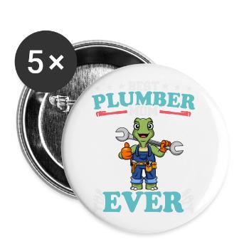 Best Plumber Mom Ever Plumbing Technician Crafts - Buttons groß 56 mm (5er Pack) - Weiß - Vorne