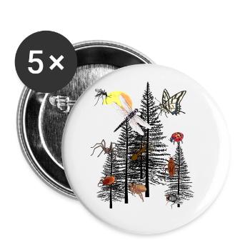 Wilderness Forest Animals Nature Nature Lovers Biologist Eco - Buttons large 2.2''/56 mm (5-pack) - white - Front