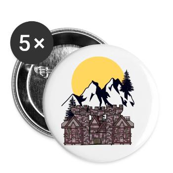 Moyen Âge Château Forteresse Chevalier Moon Montagnes Montagne - Lot de 5 grands badges (56 mm) - blanc - Devant