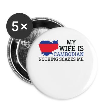 Nichts macht mir Angst Kambodschanische Frau - Buttons groß 56 mm (5er Pack) - Weiß - Vorne