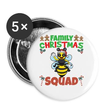 Family Matching Christmas Squad X-Mas Holidays - Buttons groß 56 mm (5er Pack) - Weiß - Vorne