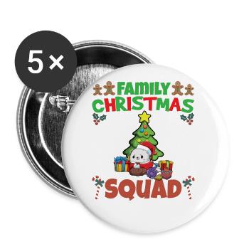 Family Matching Christmas Squad X-Mas Holidays - Buttons groß 56 mm (5er Pack) - Weiß - Vorne