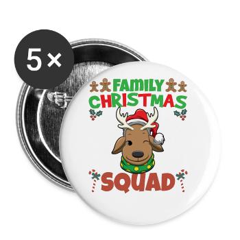 Family Matching Christmas Squad X-Mas Holidays - Buttons groß 56 mm (5er Pack) - Weiß - Vorne