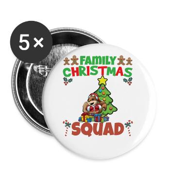 Family Matching Christmas Squad X-Mas Holidays - Buttons groß 56 mm (5er Pack) - Weiß - Vorne