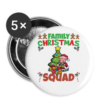Escouade de Noël familiale Vacances X-Mas - Lot de 5 grands badges (56 mm) - blanc - Devant