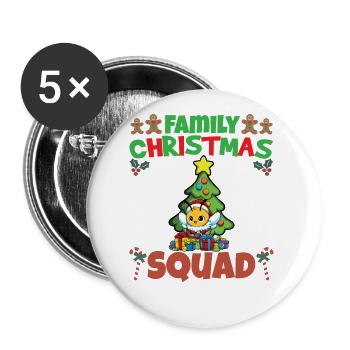 Family Matching Christmas Squad X-Mas Holidays - Buttons groß 56 mm (5er Pack) - Weiß - Vorne