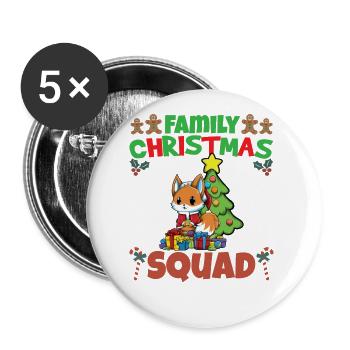 Escouade de Noël familiale Vacances X-Mas - Lot de 5 grands badges (56 mm) - blanc - Devant