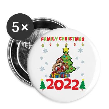 Noël en famille 2022 Drôle d’amoureux de Noël assorti - Lot de 5 grands badges (56 mm) - blanc - Devant