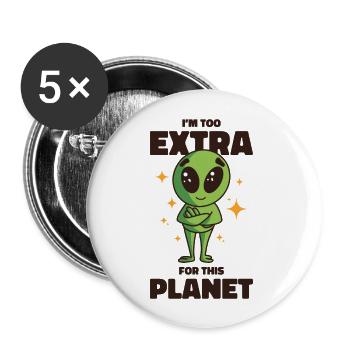 Alien Extrovert Extraterrestrial Beings Cool Alien - Buttons large 2.2''/56 mm (5-pack) - white - Front