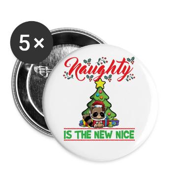 Naughty Is The New Nice Christmas Santa Xmas - Buttons groß 56 mm (5er Pack) - Weiß - Vorne