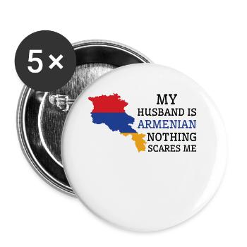 Nothing Scares Me Armenian Husband Armenia - Buttons large 2.2''/56 mm (5-pack) - white - Front