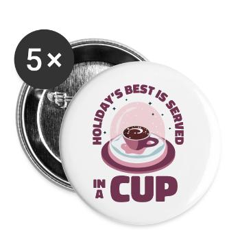 Christmas Snow Globe Coffee Caffeine Lover - Buttons large 2.2''/56 mm (5-pack) - white - Front