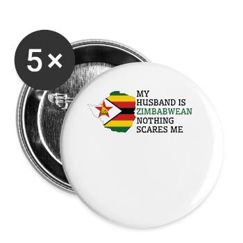 Rien ne me fait peur Zimbabwe Mari Zimbabwe - Lot de 5 grands badges (56 mm) - blanc - Devant