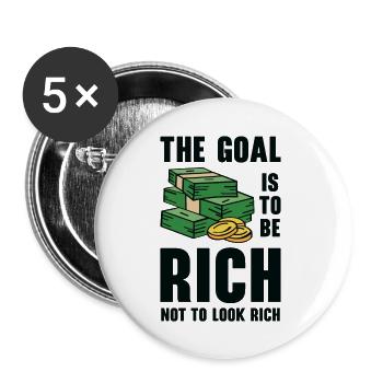 Objectifs d’argent Citations de vie Message positif - Lot de 5 grands badges (56 mm) - blanc - Devant